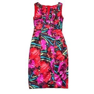 Kay Unger New York Women's Floral Silk Blend Midi Dress Size 2 Vintage